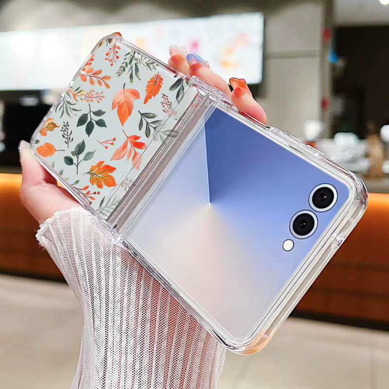 Samsung Galaxy Z Flip Schutzhülle mit Herbst Ahornblatt Muster in Transparent - Bild 2