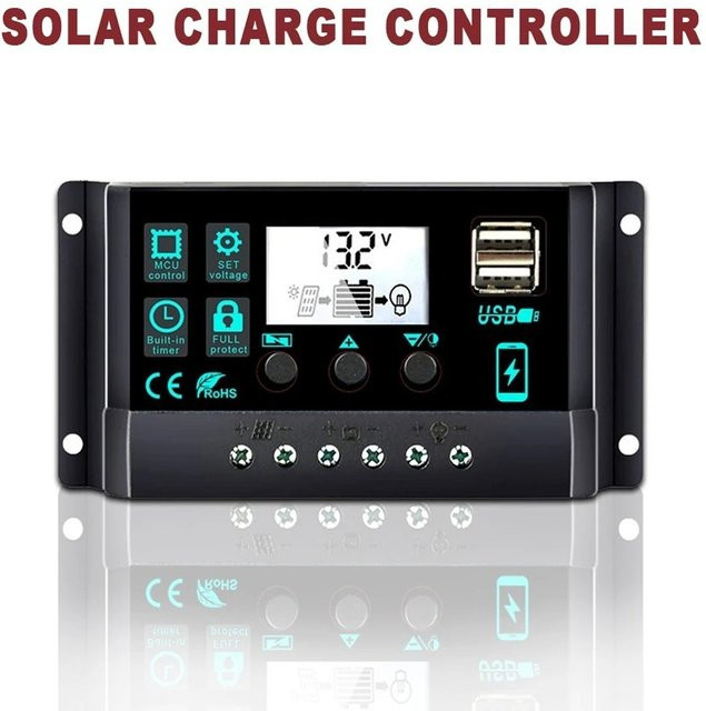 AutoSwitch Solarladeregler 12V/24V 100A mit LCD-Display und Überladungs- sowie Kurzschlussschutz in Schwarz - Bild 1