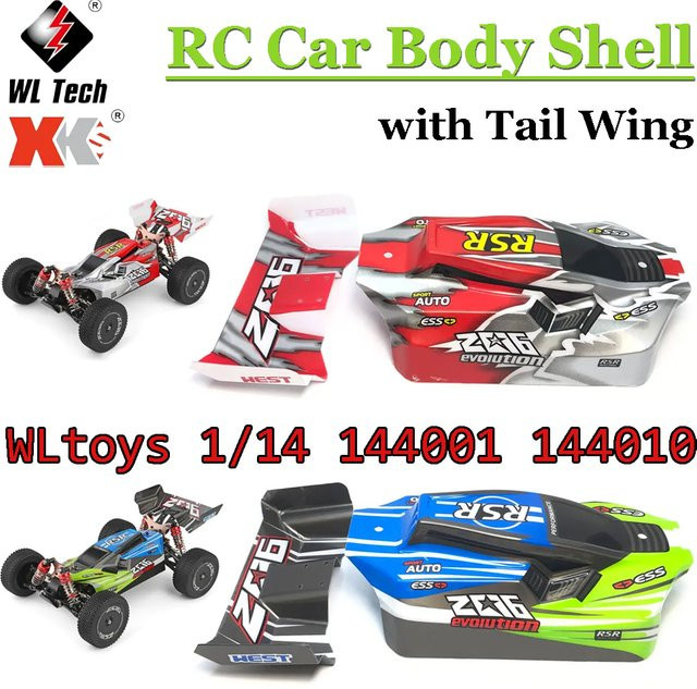WLtoys RC-Auto-Karosserie, lackierte Karosserie mit Heckflügel, 1:14, Rot - Bild 1