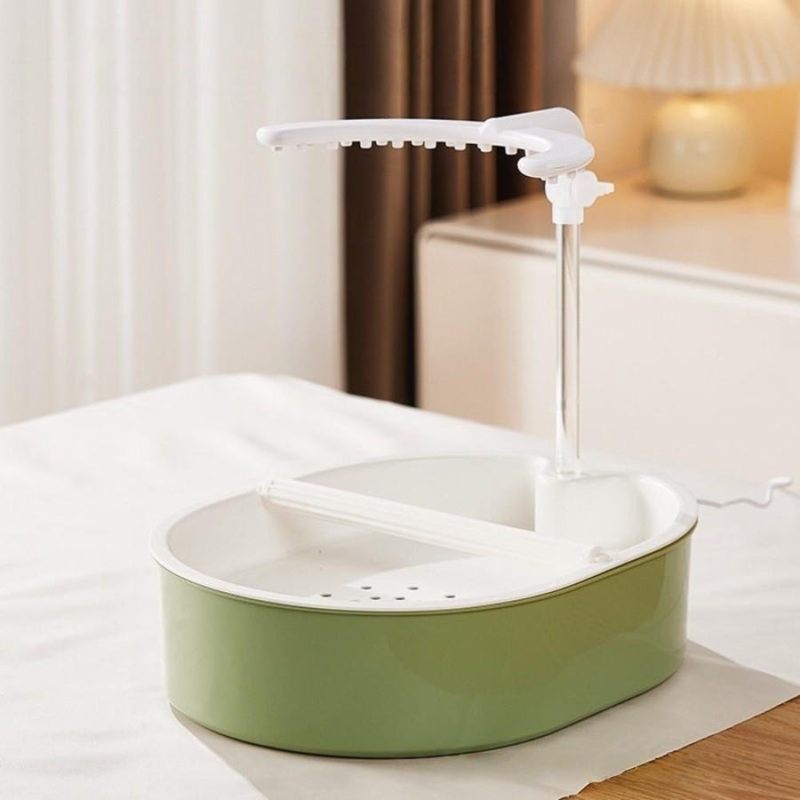 Zhongbang Elektrische Vogel-Dusche mit USB-Zirkulationssystem und Sitzstange aus Holz in Grün und Weiß - Bild 2