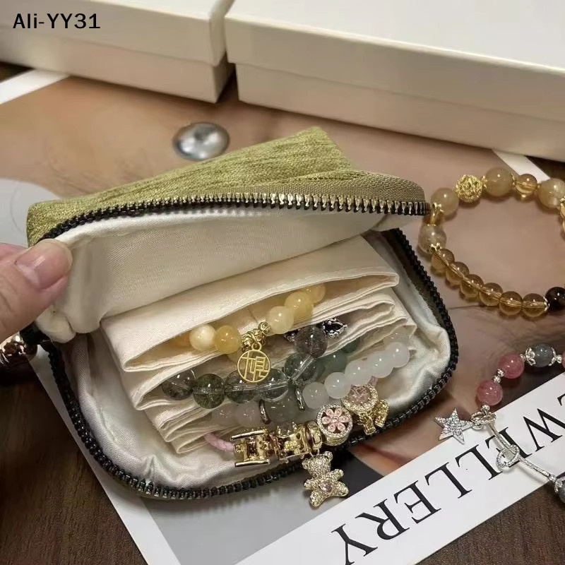 AuHn Schmuckaufbewahrungstasche aus Samt mit 5 Lagen für Uhren, Armbänder, Ringe und Ohrringe in Lila - Bild 3
