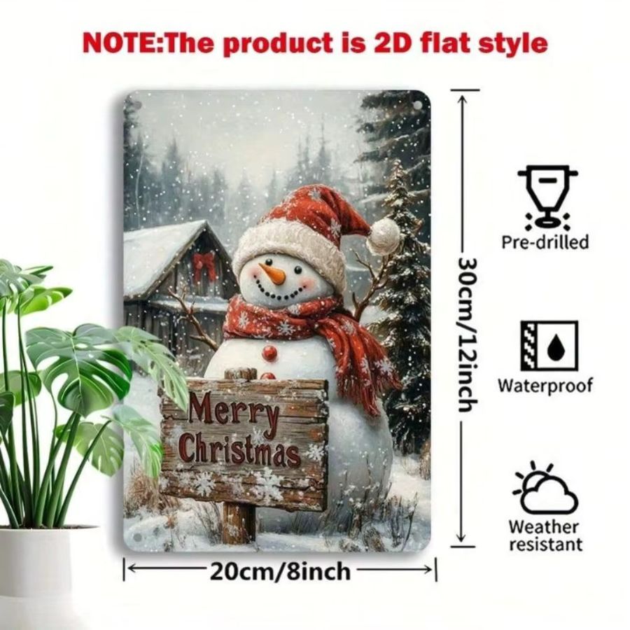 CIFBUY Winter Santa Aluminium Wanddekoration, 2D Metallkunst Poster für Weihnachten, B: 30,0 cm, H: 20,0 cm - Bild 2