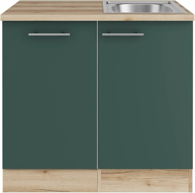 OPTIFIT Savona405 Küchen-Spülenschrank-Set in Steingrün mit modernem Design und mattem Finish - Bild 1