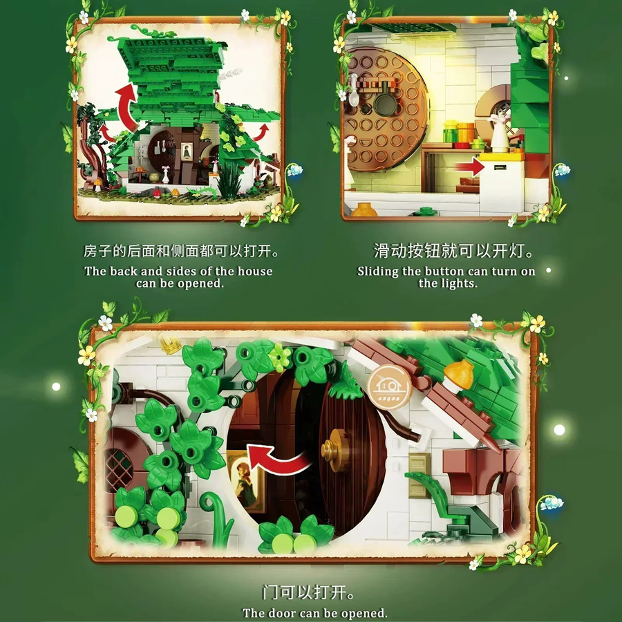 Stemedu MOC Zwergenhaus Bausteine Set mit 1088 Teilen, Kreatives Fantasy Modell in Mehrfarbig für Kinder und Erwachsene - Bild 2