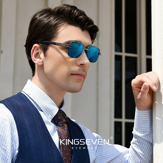 KINGSEVEN Sonnenbrille, Halbrand, Metall, blau, Unisex - Bild 1