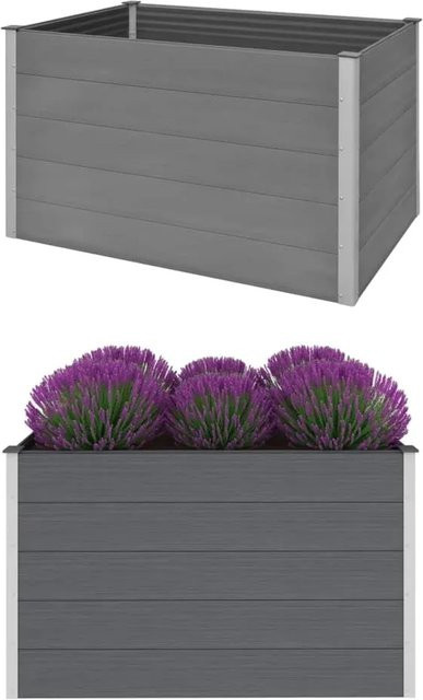 furnicato Garten-Hochbeet aus WPC und Aluminium in Grau, B/T/H: 150 x 100 x 91 cm - Bild 1