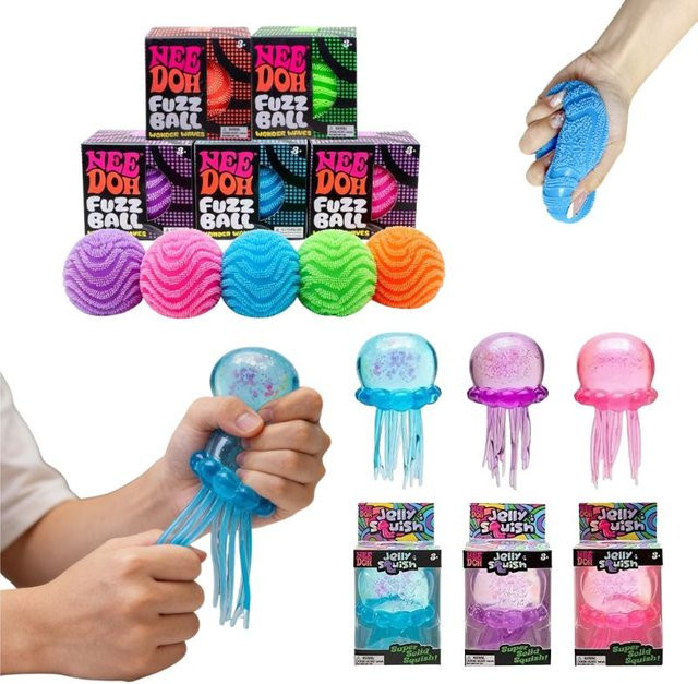 Schylling Nee Doh Fuzz Ball & Jellyfish, Quetschspielzeug, multicolour - Bild 1