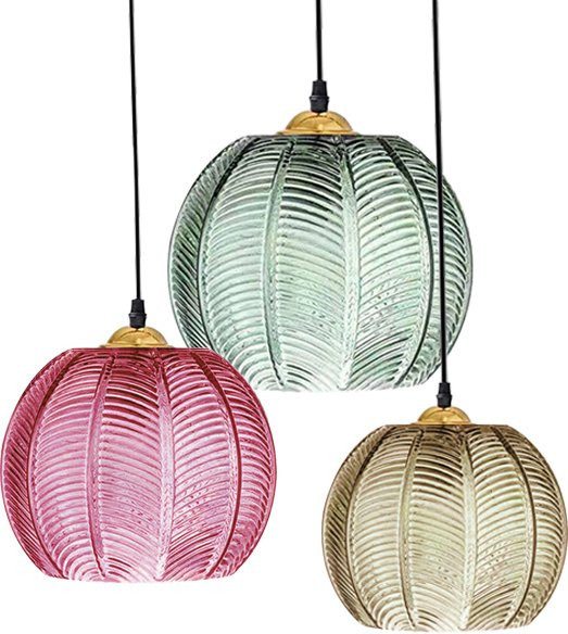 DARHYN Moderne Glas Pendelleuchte in Grün mit Blattmuster für Wohnzimmer, Esszimmer und Schlafzimmer - Bild 1