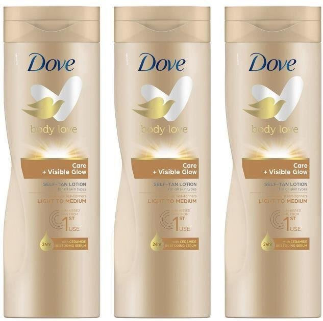 Dove Visible Glow Pflegende Selbstbräunungslotion, 3 x 400 ml - Bild 1