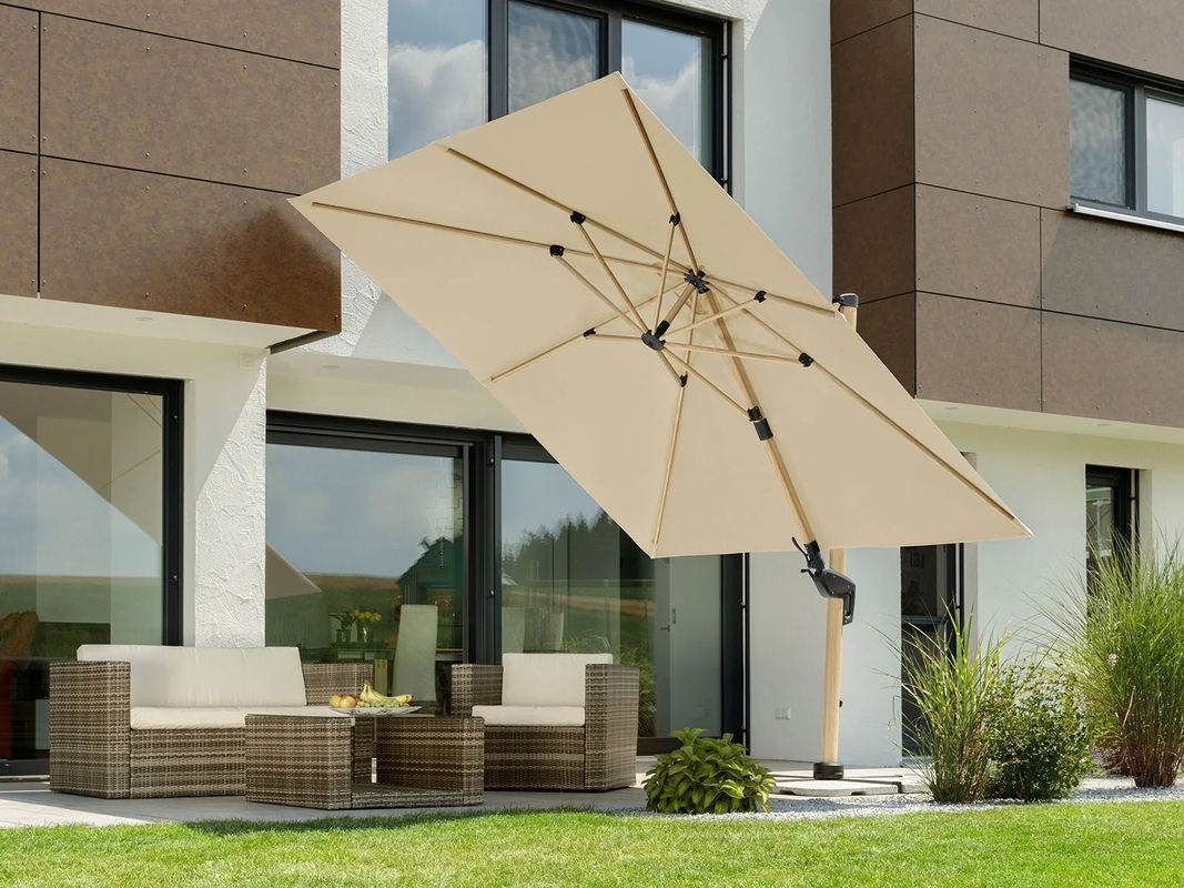 Schneider Rhodos Twist Woody Sonnenschirm mit integrierter Kurbel, B: 300 cm x B: 300 cm - Bild 2