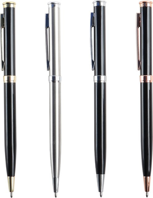 Genkky Kugelschreiber aus Metall mit blauer Tinte und rotierender Edelstahlstange in Gold, Silber oder Schwarz - Bild 1