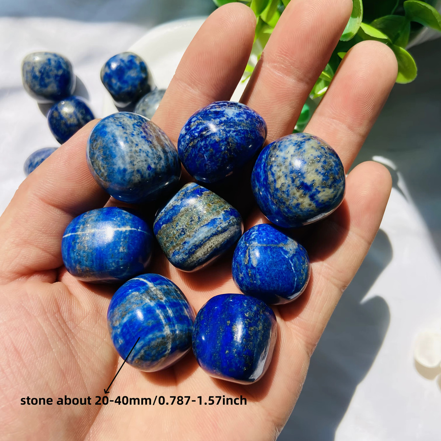 CrystalHola Lapislazuli Dekosteine aus natürlichem Kristallquarz, polierte runde Steine in Tiefblau und Grau zur Aquariumdekoration oder als Vasenfüller - Bild 3