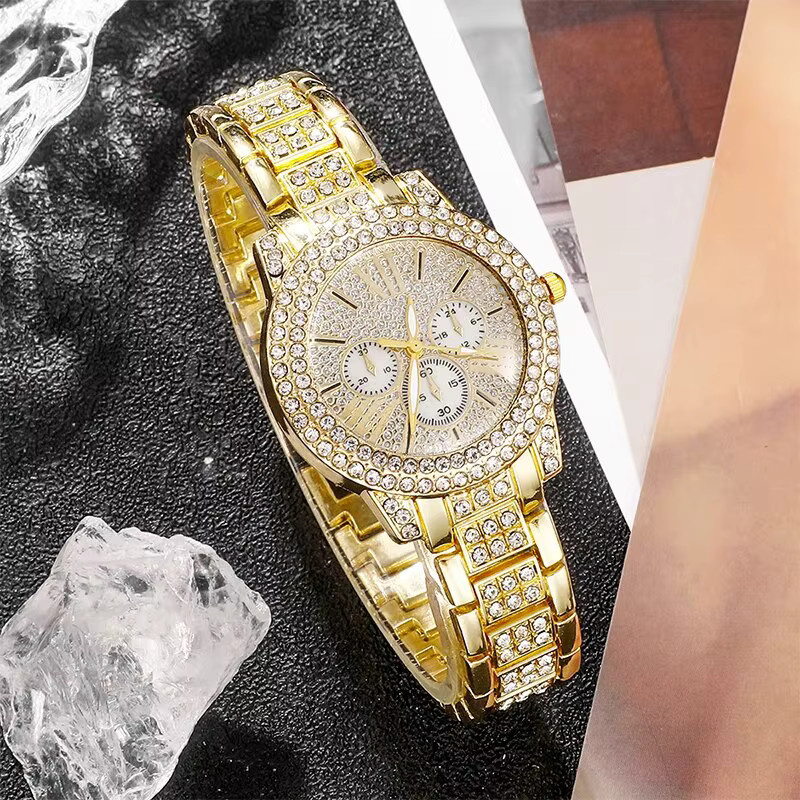 RUNERR Schmuckset, Armbanduhr, Ring, Halskette, Ohrringe, Gold, Kristall, Damen - Bild 3