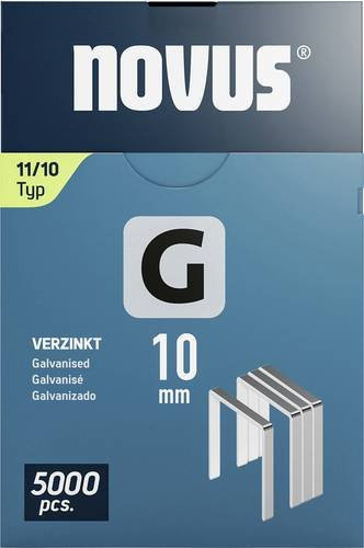 Novus Tools Flachdrahtklammern Typ 11, verzinkt, Silber, L x B: 10 mm x 10,6 mm, 5000 Stück - Bild 1