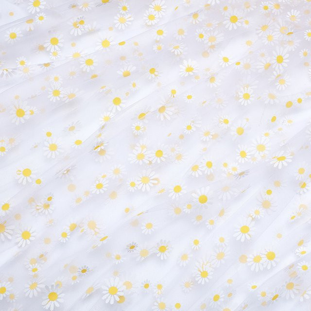 Weißes Tüll-Spitzenband mit Gänseblümchen-Blumendruck für Hochzeitskleider und DIY-Bastelprojekte, 4 Yard - Bild 1