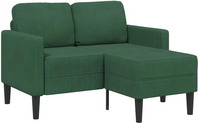 vidaXL 2er-Sofa in L-Form mit Chaiselongue, Dunkelgrün, Stoffbezug, Breite: 125 cm, Tiefe: 85 cm, Höhe: 118 cm - Bild 1