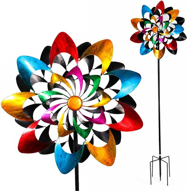 Lemodo Windrad Garten Kaleido, buntes Metall Windspiel mit Erdspieß, Höhe: 60 cm - Bild 1