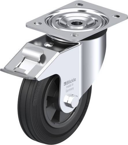 Blickle L-VPP 160R-FI Lenkrolle mit Feststeller in Schwarz und Silber, Rad-Durchmesser: 160 mm, Tragfähigkeit: 135 kg - Bild 1