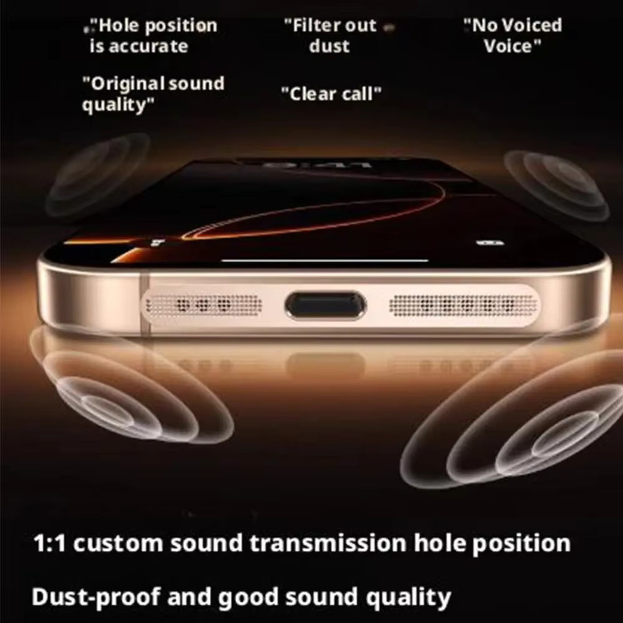 2er-Set Metall Staubschutz-Netz Aufkleber für Apple iPhone 17 Air 17 Pro Max 16 15 14 13 Pro Max in Silber für Hörer und Lautsprecher in einfacher Installation - Bild 3