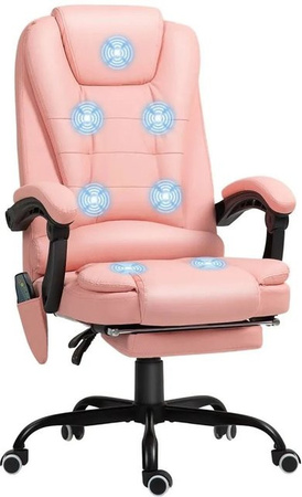 Vinsetto Massagestuhl Chefsessel aus Kunstleder und Schaumstoff in Rosa, B/T/H: 67 x 67 x 111-121 cm