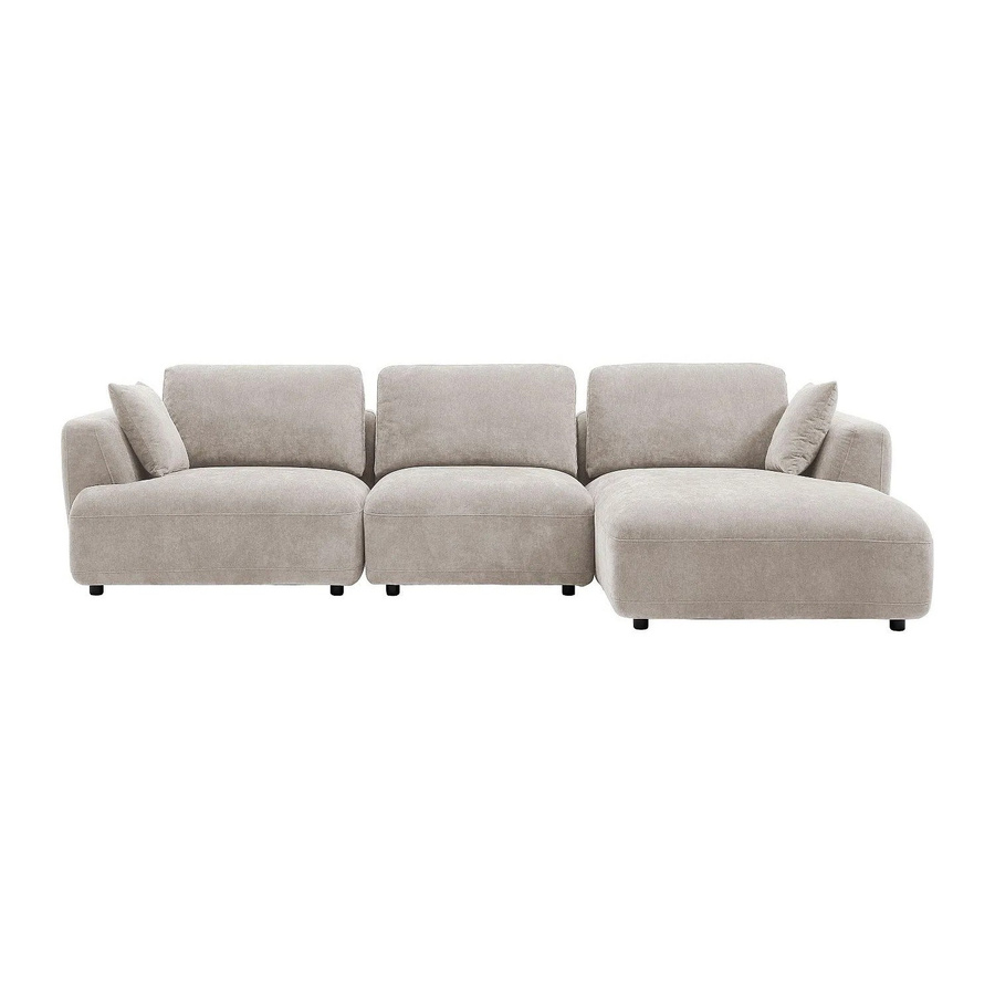 Vente-unique Sofa Tindralo in Beige, L-Form mit Stoffbezug und Federfüllung, Breite: 303 cm - Bild 2