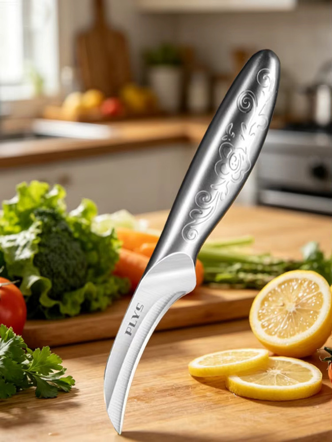 WXCOO 2-in-1 Multifunktionales Küchenmesser aus Edelstahl in Silber mit integriertem Flaschenöffner für Obst und Melonen - Bild 7