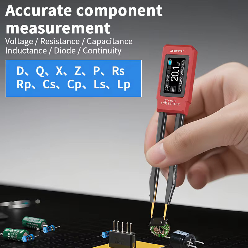 ZOYI ZT-MD2 Digitales Pinzetten-LCR-Messgerät 100kHz 2. Generation für SMD- und Durchsteckmontage-Komponententests in Rot - Bild 2