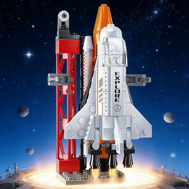 TOYLINX Weltraum, Erkundungs-Konstruktionsrakete, Bauset, 115-teiliges Set - Bild 1