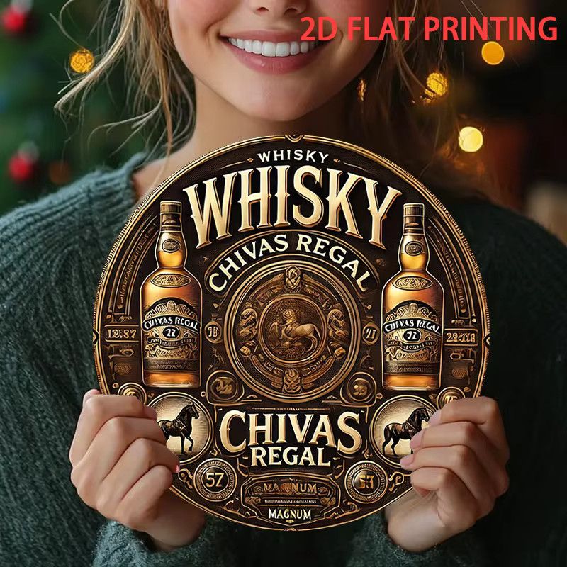 Rundes Blechschild Potdemiel Chivas Regal Classic Whiskey Label Design in skandinavischem minimalistischem Stil, Durchmesser: 20,32 cm - Bild 2