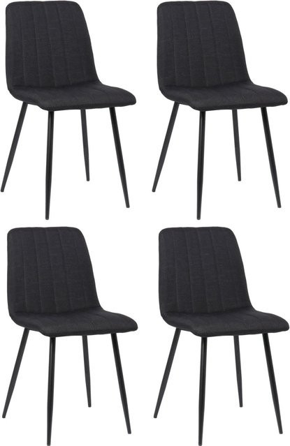 4er Set Esszimmerstühle DELUKE LENZ in Schwarz mit Stoffbezug und Metallgestell, H x B x T: 88 x 45 x 53 cm - Bild 1