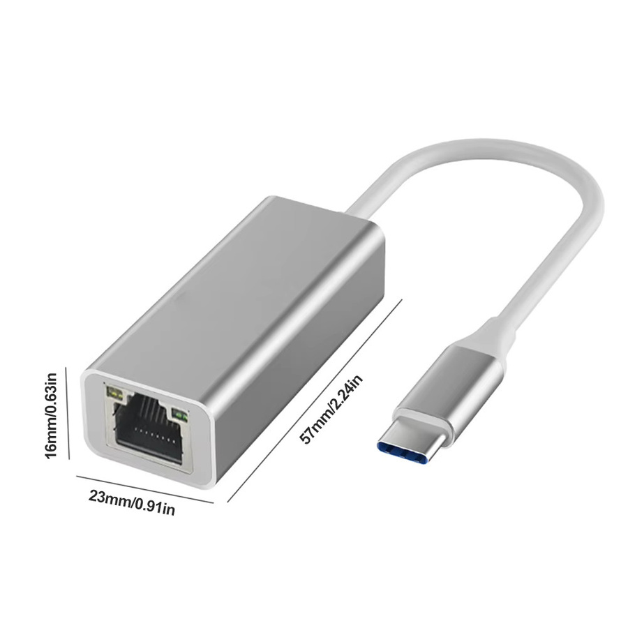 APWIKOGER USB-C Ethernet Adapter mit 1000 MBit/s LAN Anschluss für Laptop und PC in Grau - Bild 4