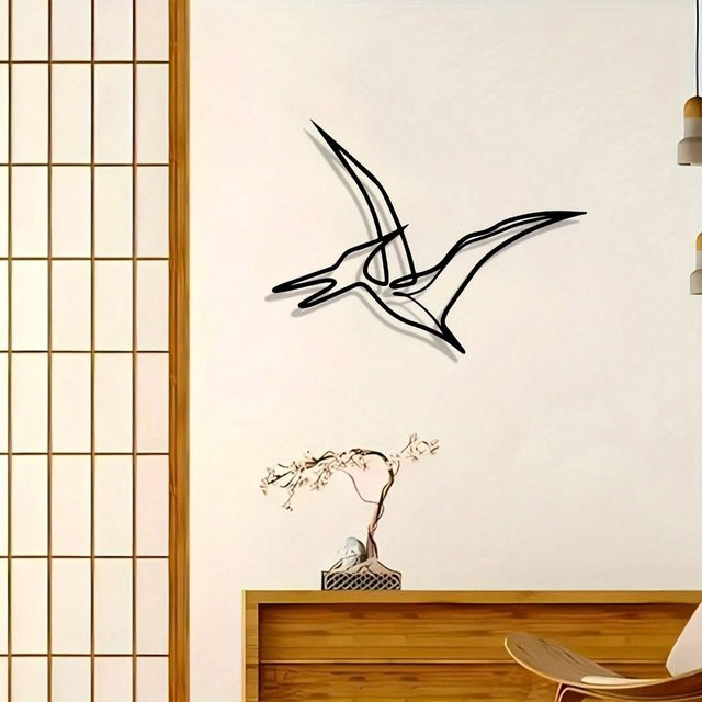 CIFBUY Vintage Pterosaurier Wandkunst aus Metall in Schwarz als Dinosaurier-Silhouette für Kinderzimmer - Bild 1