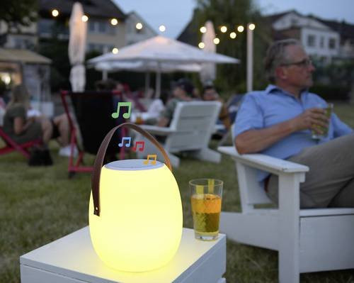 Megatron MT69083 Spika LED-Außentischleuchte mit 10W Lautsprecher, RGBW, dimmbar, Weiß - Bild 1