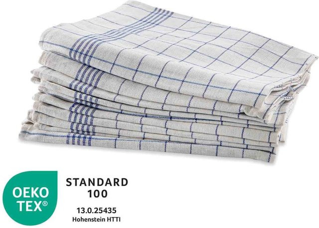 Bertsch Hotelwäsche Geschirrtücher aus Halbleinen, blau-weiß kariert, B: 50 cm, H: 70 cm, 10er Pack - Bild 1