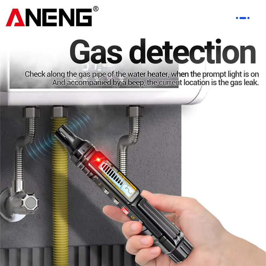 ANENG GN805 Tragbarer Gasleck-Detektor in Schwarz mit einstellbarer Empfindlichkeit und Ton- sowie Lichtalarm für Erdgas, LPG und Propangas - Bild 3