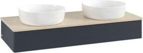 V&B Antao Waschtischunterschrank mit Frontstruktur und Beleuchtung, Blau lackiert, B/T/H: 120 x 50 x 19 cm - Bild 1