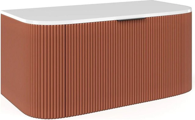 Waschbeckenunterschrank Vente-unique Lomeri in Terracotta, zeitgenössischer Stil, matt und gerillt, B: 99 cm, T: 50 cm, H: 45 cm - Bild 1