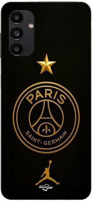 Maniacase Silikon Handyhülle für Samsung Galaxy A14 mit PSG Logo in Gold und Schwarz - Bild 1