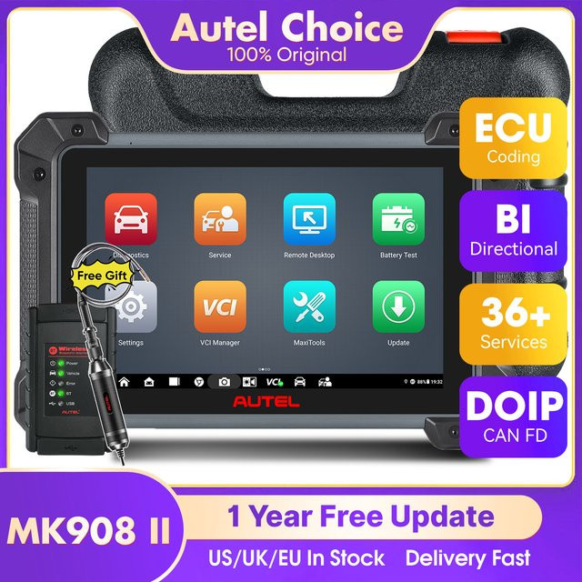 Autel MaxiCOM MK908 II OBD2-Scanner in Schwarz mit ECU-Codierung und bidirektionaler Steuerung - Bild 1