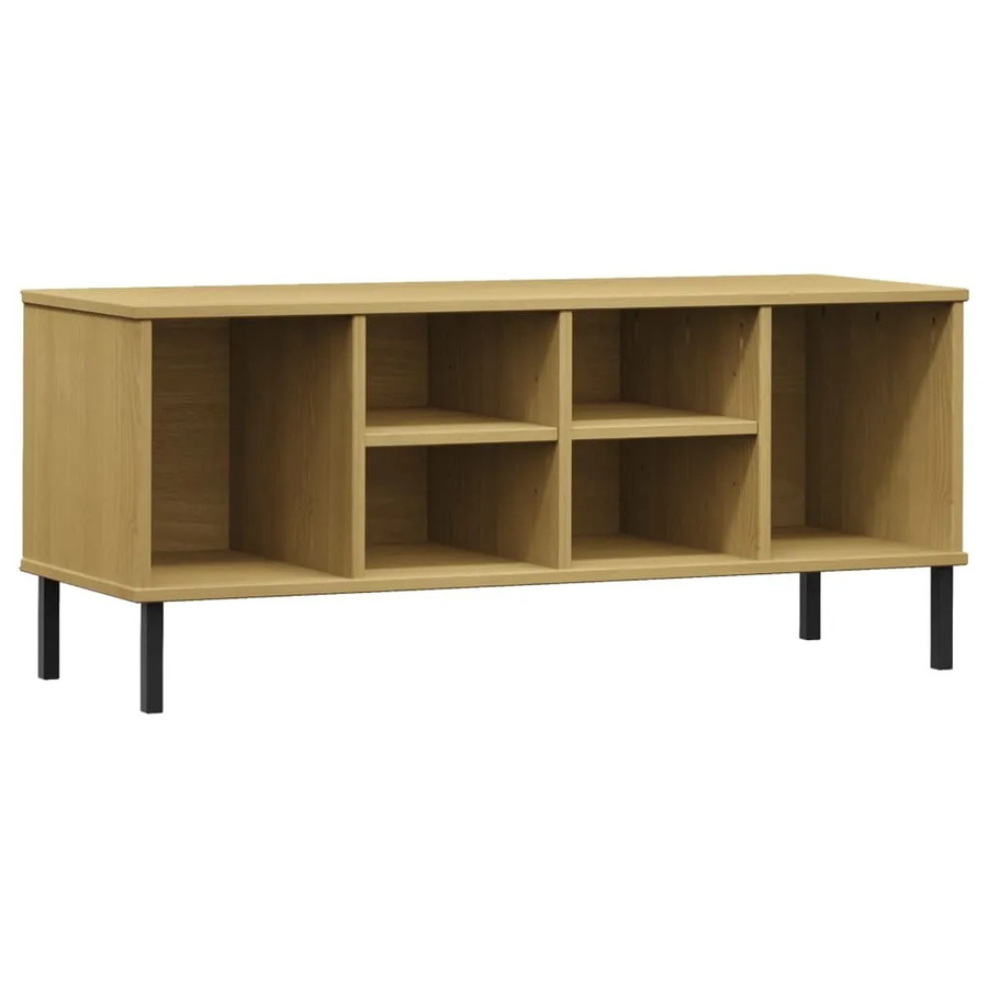 vidaXL Schuhregal OSLO aus Massivholz und Metall in Braun B: 106 cm, T: 35 cm, H: 45 cm - Bild 2
