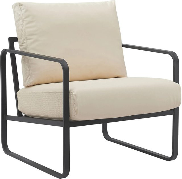 DELUKE Lounger Sessel JAKART Clubsessel aus Kunstleder in Creme mit Metallgestell, B/T/H: 70 x 74 x 82 cm - Bild 1