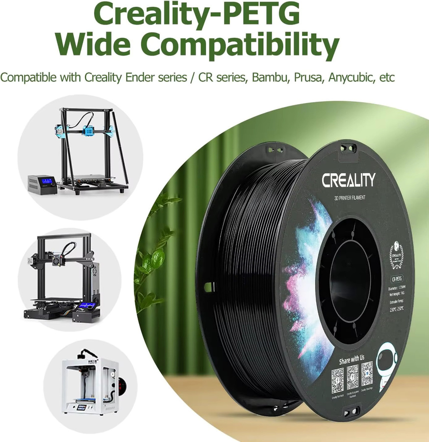 Creality PETG 3D-Drucker-Filament 1,75 mm, 3 Rollen à 1 kg, umweltfreundlich und mit hoher Zugfestigkeit für FDM-Drucker - Bild 4