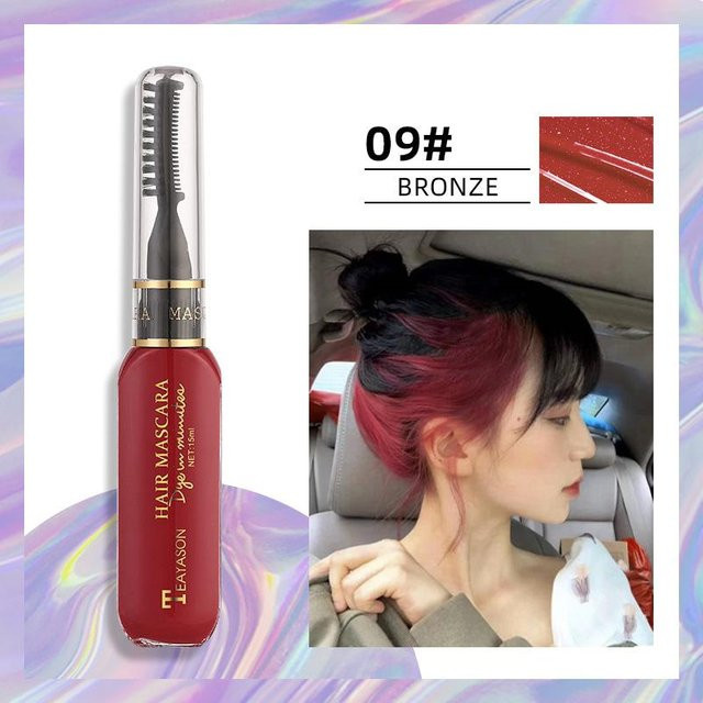 WishLucky Temporäre Haarfarbe Mascara, No. 9 weinrot, Damen - Bild 1