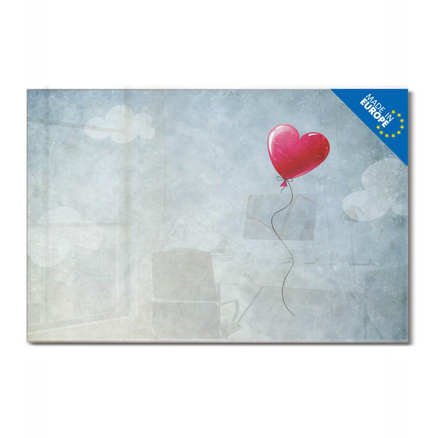Banjado Glas Magnettafel Motiv Herzballon, rahmenlos, Querformat, B: 120 cm, H: 80 cm - Bild 1