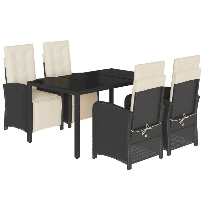 Vidaxl Gartenmöbel-Set aus Polyrattan mit Kissen, 5-teilig, Schwarz - Bild 3