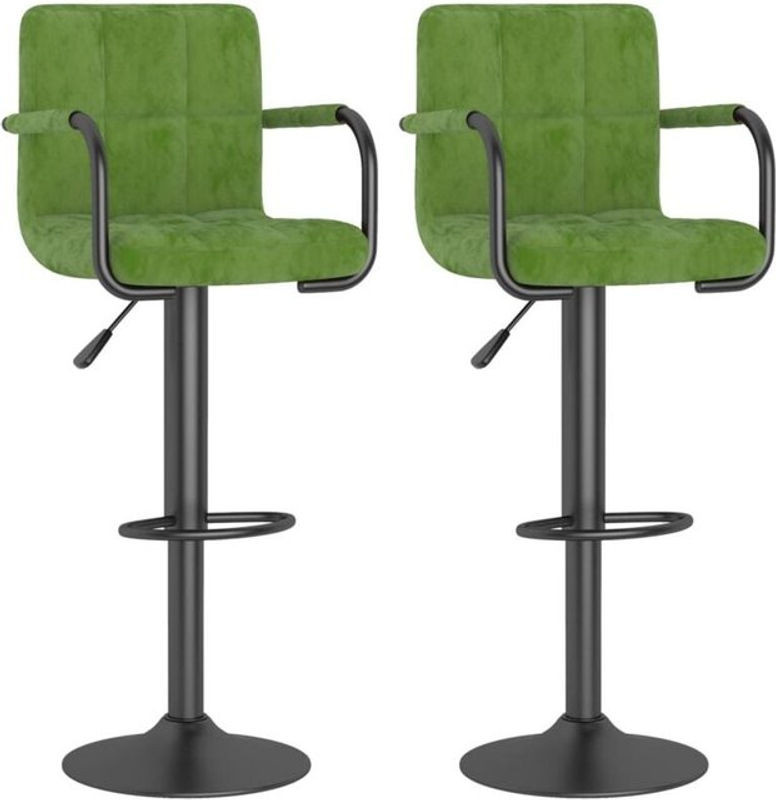 Set aus 2 Barhockern von vidaxl in Grün aus Samt und Stahl im modernen Design - Bild 1