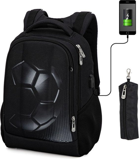 Orthopädischer Fußball-Rucksack von Shuyi Bag für Jungen und Teenager, Schwarz, B/T/H: 40 x 30 x 17 cm - Bild 1