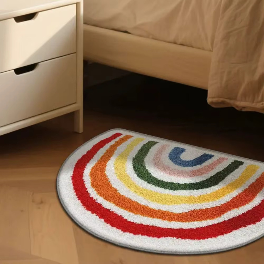 VIKAMA Moderner Regenbogenteppich in Multicolour als halbkreisförmige Bodenmatte für Flur und Badezimmer, B/T: 60 x 40 cm - Bild 2