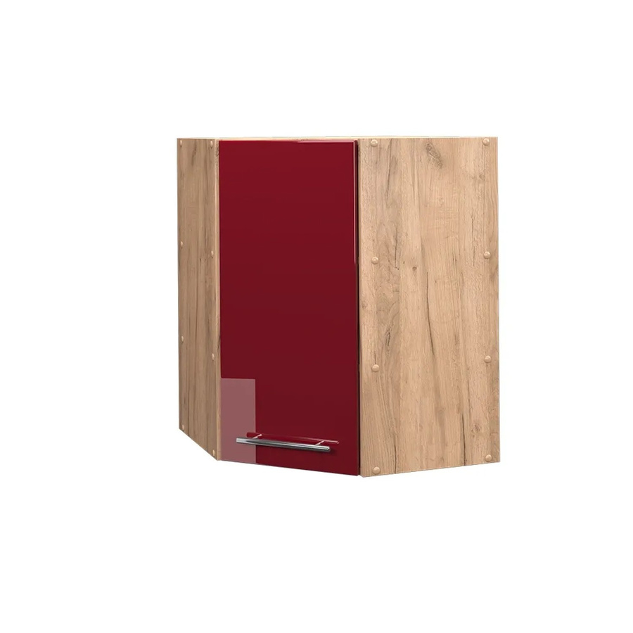 Vicco Eckhängeschrank Fame-Line Küchenschrank in Eiche Rot Bordeaux Hochglanz mit Softclose-Scharnieren und Einlegeboden, Breite: 57 cm, Höhe: 72 cm, Tiefe: 52 cm - Bild 3