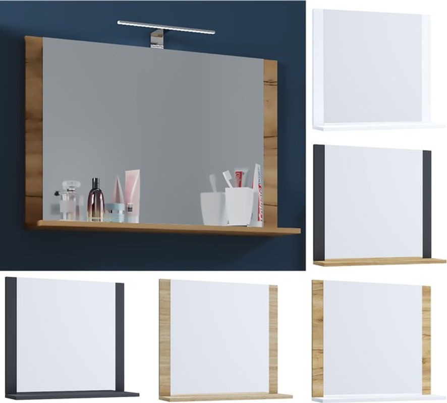VCM Möbel Wandspiegel Lendas rechteckig mit Ablage aus Glas und Holz, B/H/T: 60 x 55 x 17 cm - Bild 3